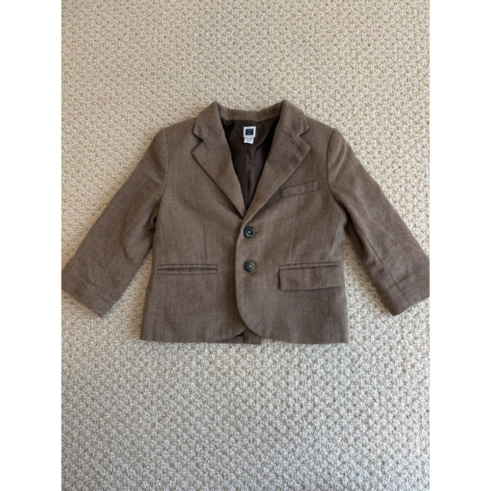Janie and Jack Boys Herringbone Tweed Blazer 18-24 Months Jacket Elbow Patches